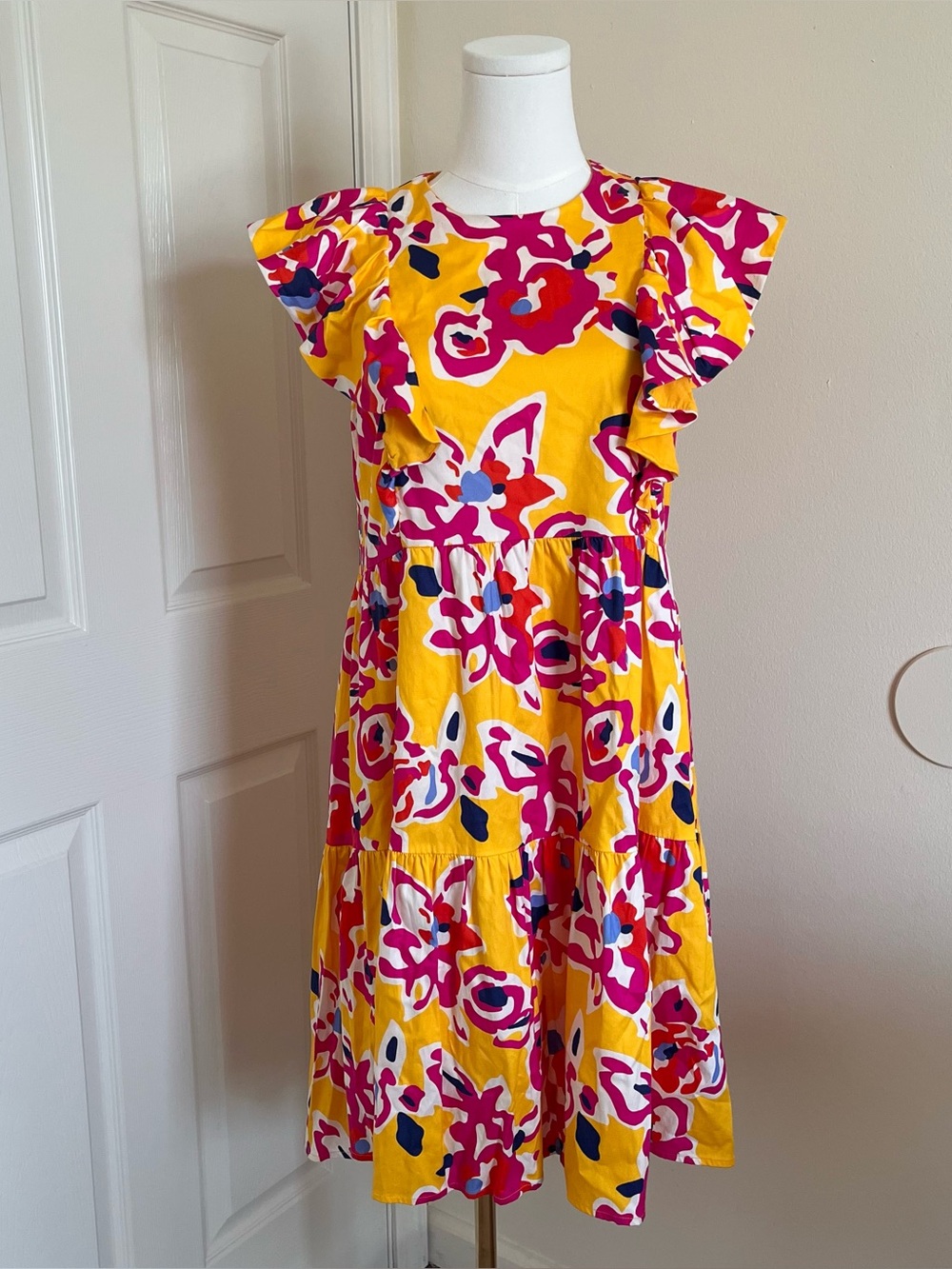 Crosby by Mollie Burch Floral Flutter Sleeve Midi Dress Womens Size S Summer